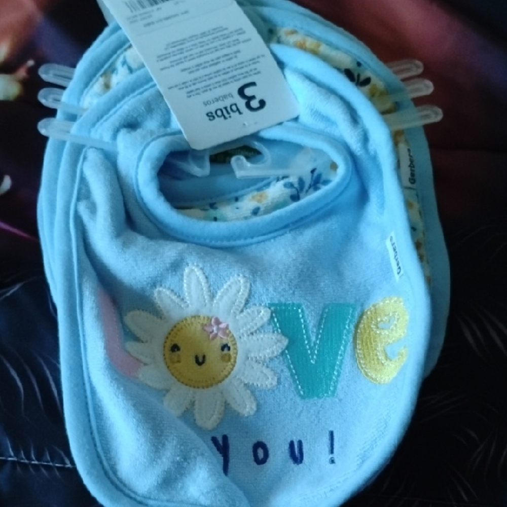 Blue Baby Bib Set with Cute Design